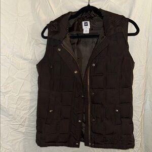 Dark Quilted Vest with Hood